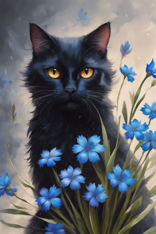 Brilliant flower garden, Black cat, A little black cat goes with