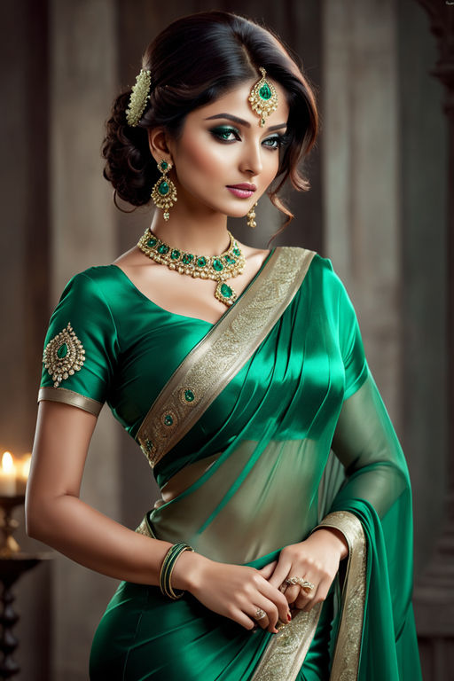 Bollywood actress Deepika padukone in green saree | Stylish sarees, Saree  look, Elegant saree