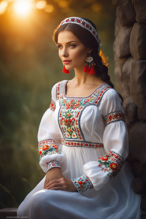 Ukrainian embroidered traditional folk dress, ladies vyshyvanka