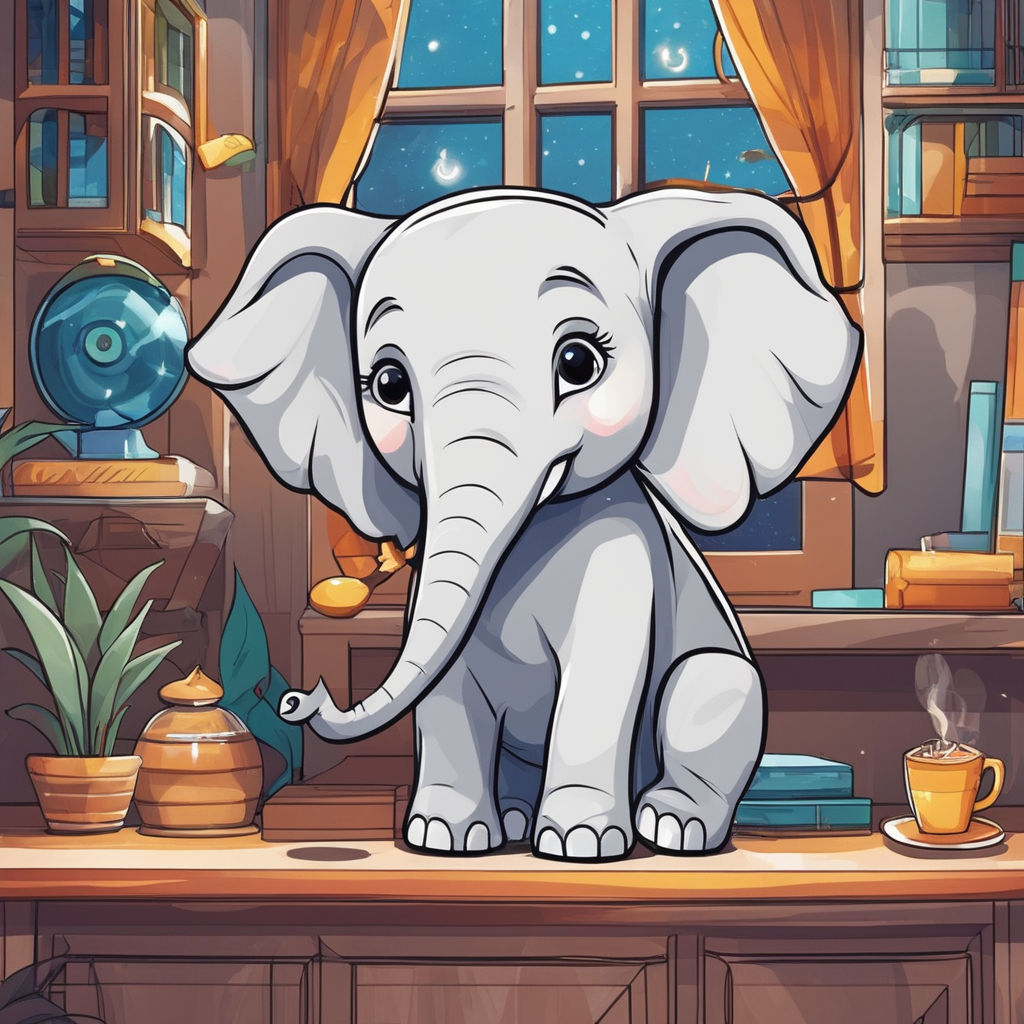 cute cartoon baby elephant with big eyes