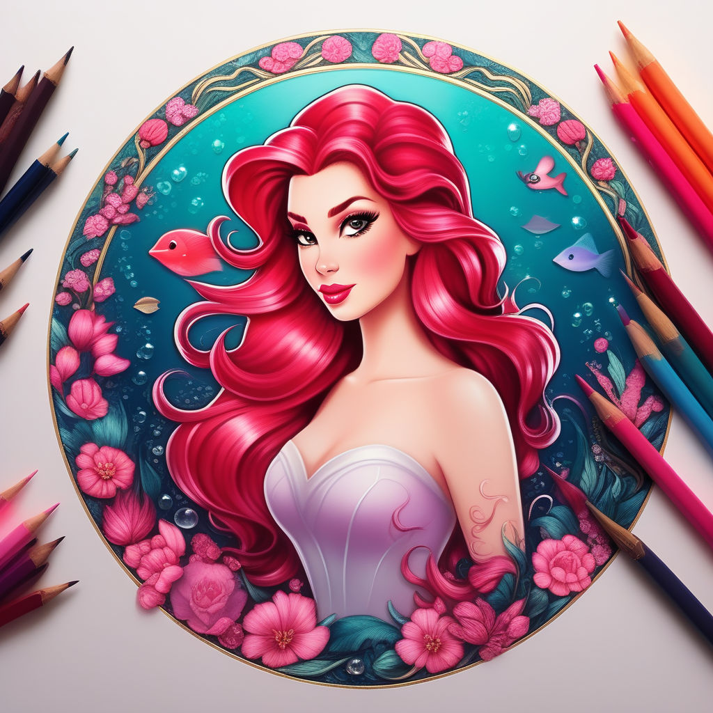 A Realistic Pencil Drawing of Disney Princess in Whimsical Christmas ·  Creative Fabrica