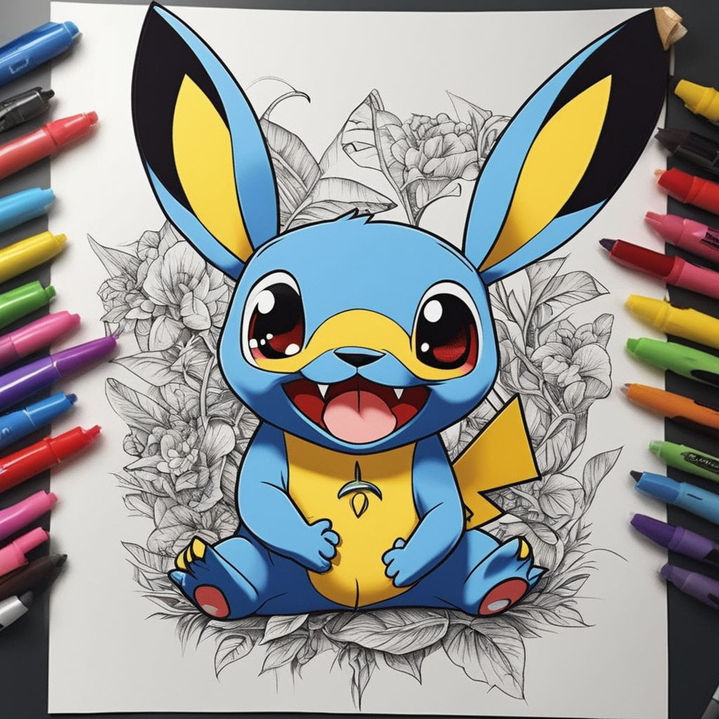 Drawing by Kentaro Miura of pikachu bearing its fangs | Stable Diffusion