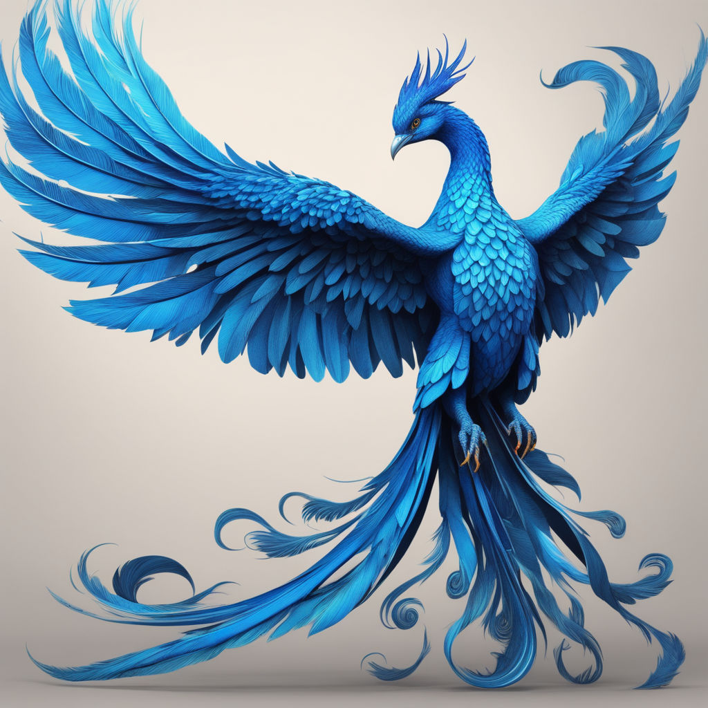 blue phoenix bird drawing