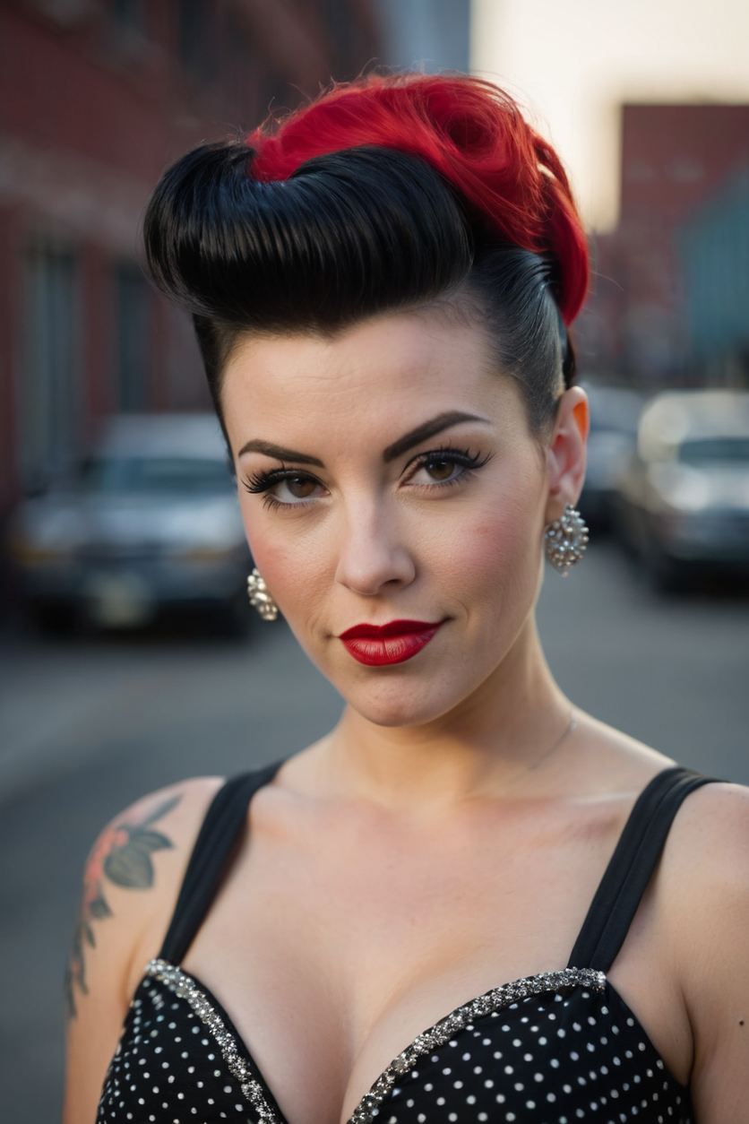 Rockabilly beautiful female in a circle with writing saying I got this -  Playground