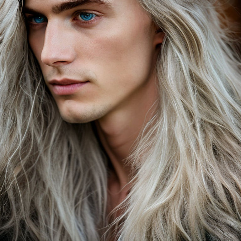 silver white hair men