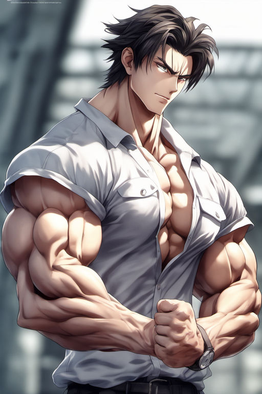 Muscular Anime Boy Physique (AI Generated Artwork)