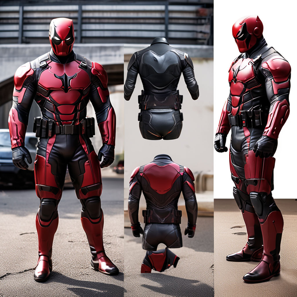 red and black deadpool costume