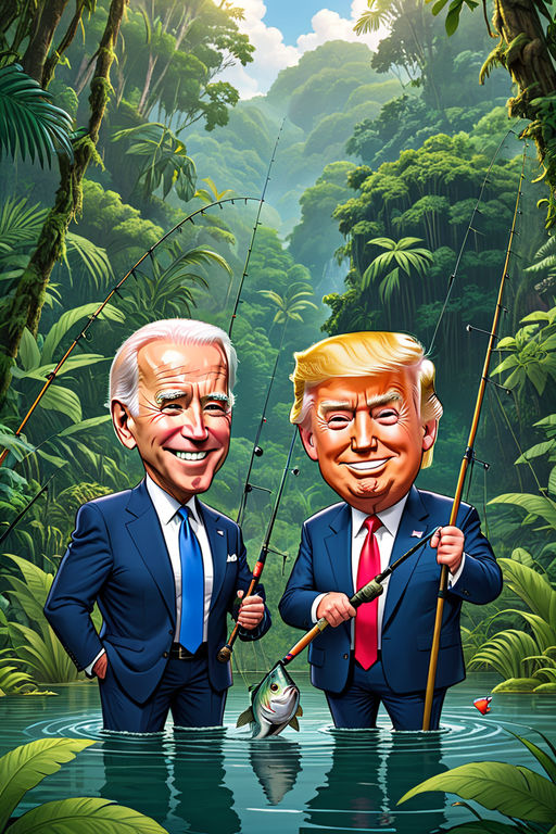 Joe Biden and Donald Trump Fishing