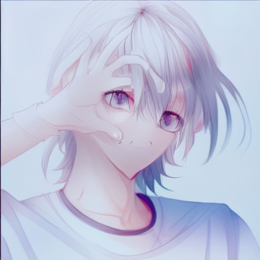 anime neko boy with white hair