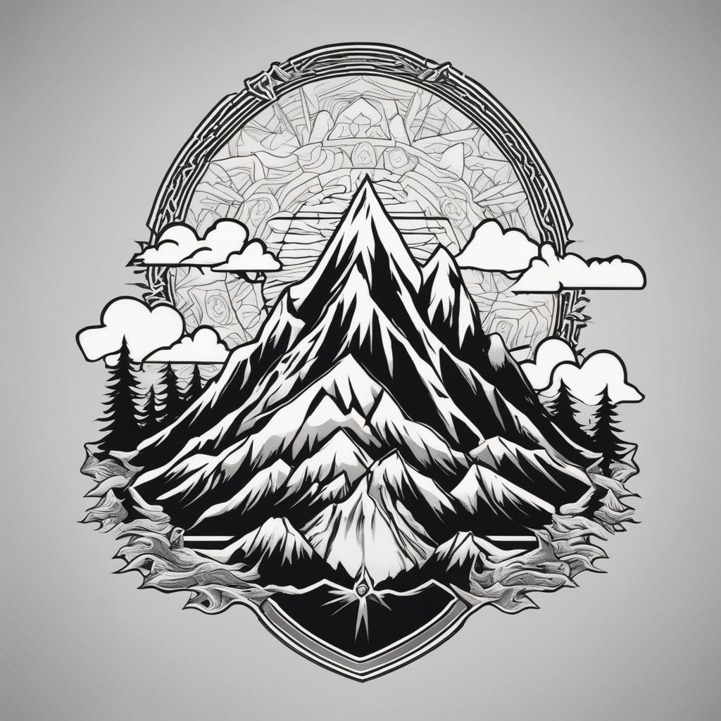 Scenic Mountain Path Illustration in Monochrome | MUSE AI