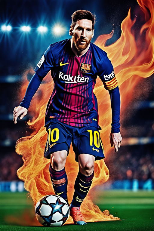 Download Lionel Messi brings the heat as he unleashes a fiery orange flame!  Wallpaper