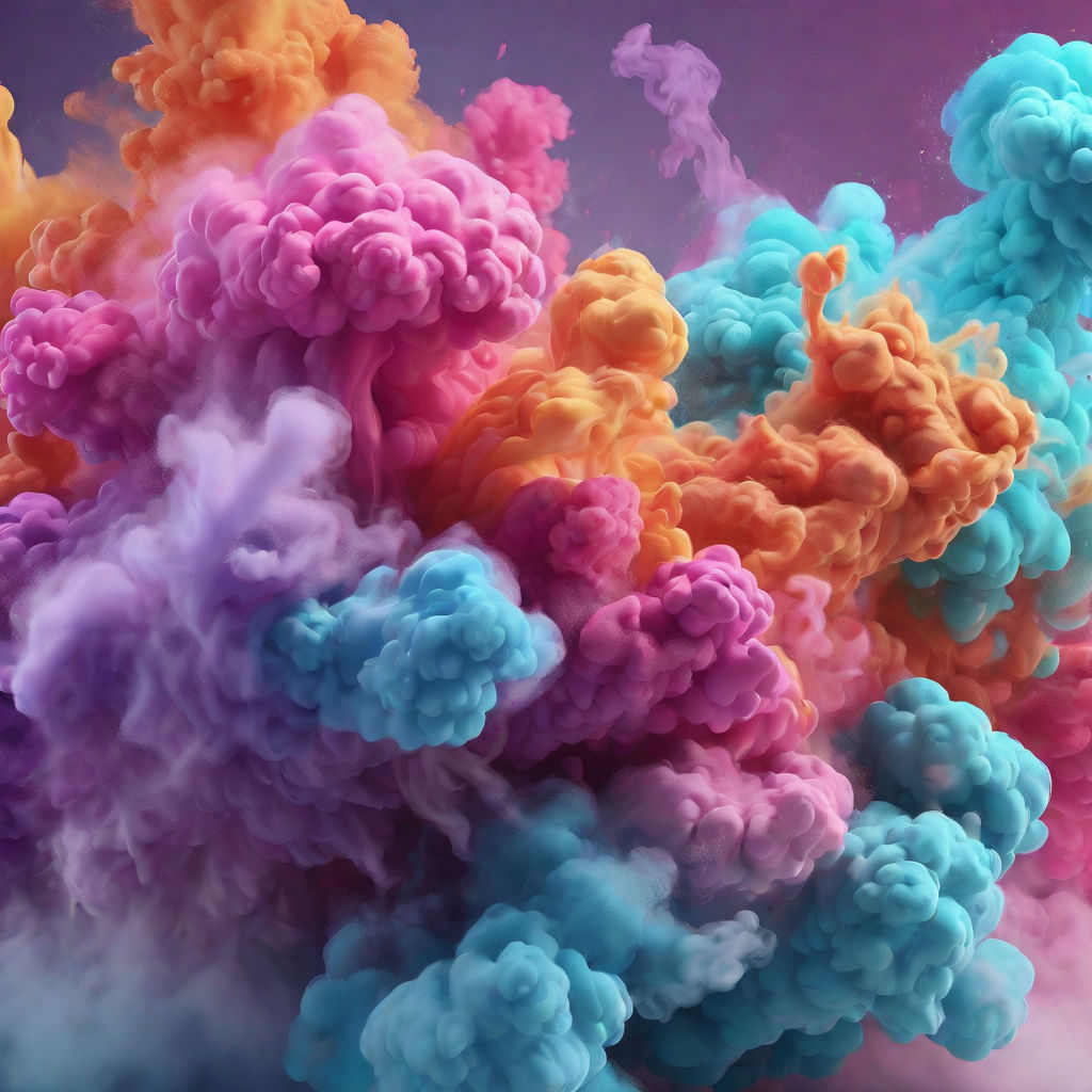 Abstract clouds of mystical color smoke texture background. Colored steam,  vapor, fog, dust, vape smoke liquid abstract air clouds. 3D illustration  design for cover, poster, banner, web landing page Stock Illustration