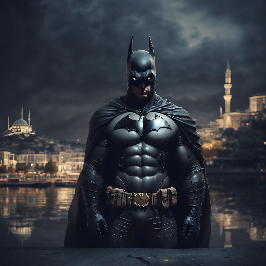 Batman, hyper-realistic, 4k, hd, photo, sunny, bokeh background, cityscape