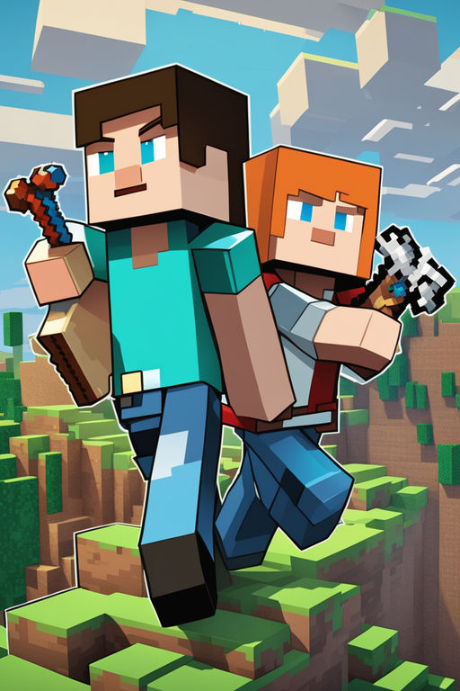 Minecraft Realista Com Alex e Steve 