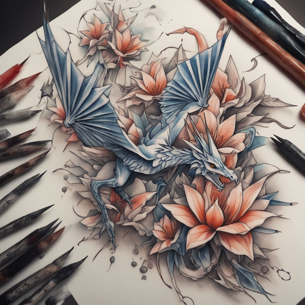 Fish & Flower Tattoo Design / Serenity Pond Tattoo Design / Feminine Tattoo  / Black Ink / Art Print / Body Art / Printable Digital Download - Etsy