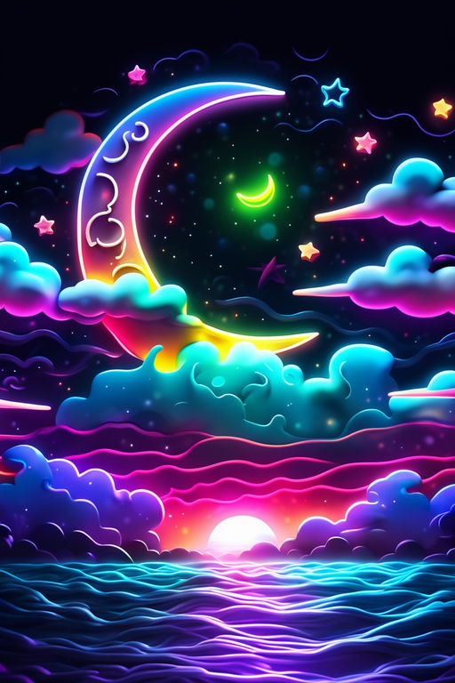 abstract rainbow moon wallpaper