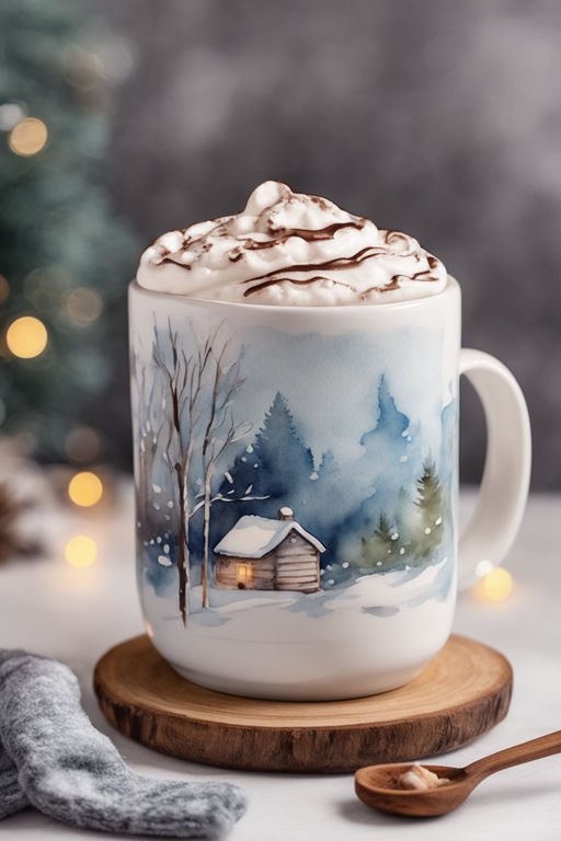 Leopard Print Christmas Themed Tumbler of Hot Cocoa with Whipped