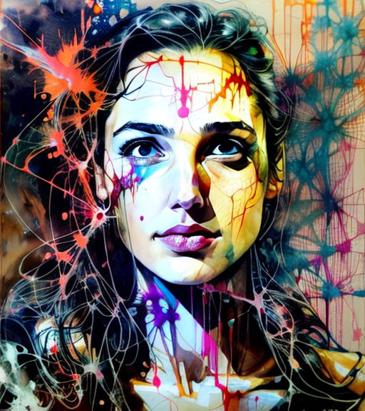 Prompt: [[[Gal Gadot]]] by Agnes Cecile, Carne Griffiths, Patrice Murciano, Vhils, Brian M. Viveros, Ryan Hewett, Artur Bordalo, Ben Quilty, Adam Hughes, Anna Bocek, Adrian Ghenie, Ashley Wood, Jim Mahfood, and Conrad Roset. high resolution, digital art