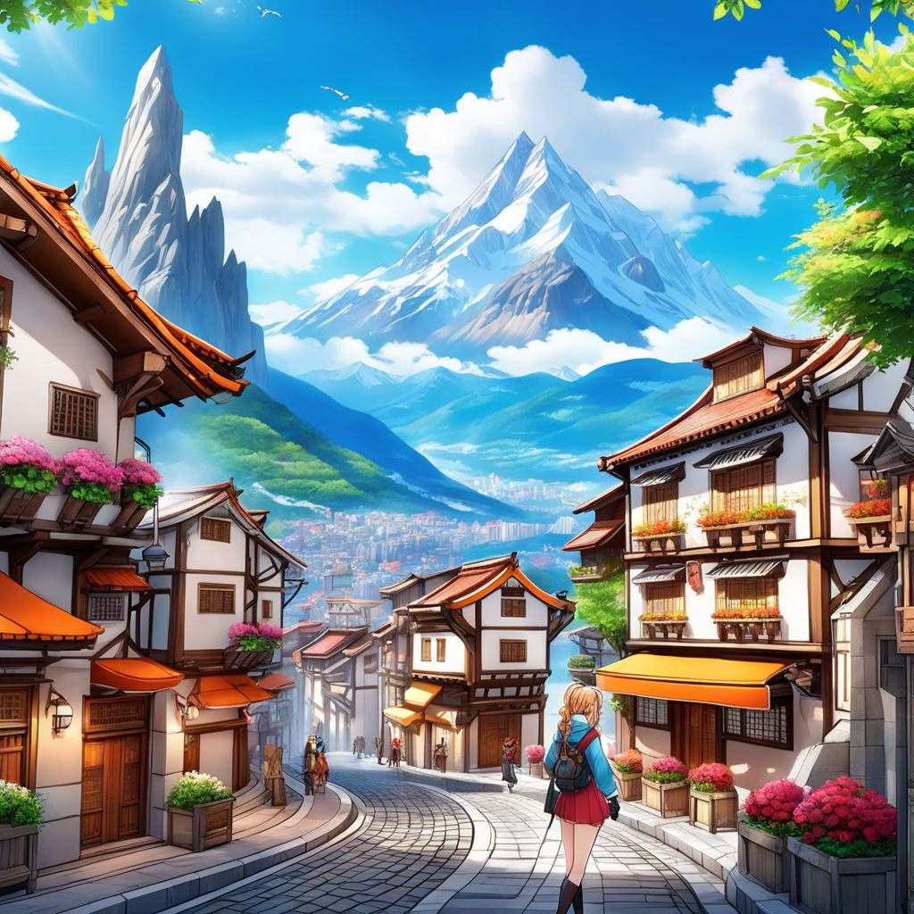 Cityscape City Town Anime Scenery Background Wallpaper | Beautiful  backgrounds, Scenery background, Japanese background