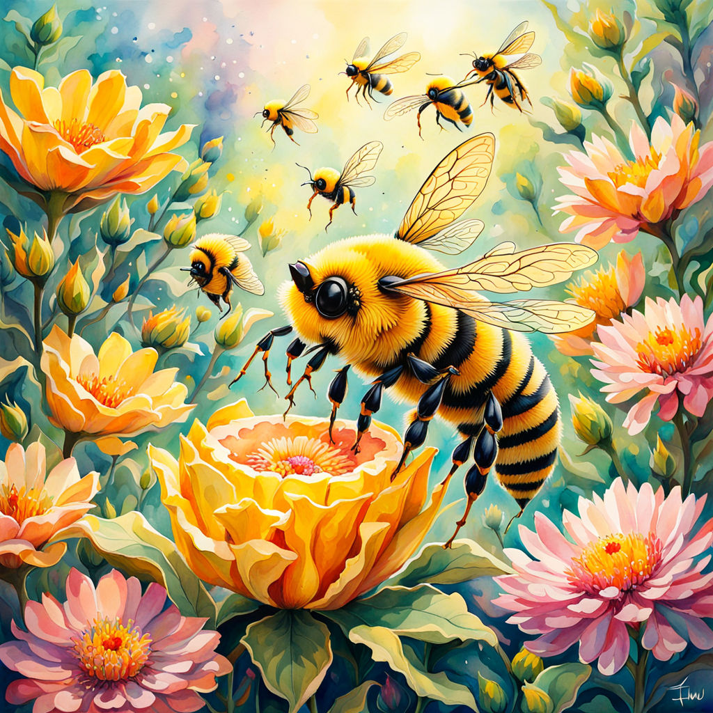 Beautiful Sunflower And Bee Diamond Painting 