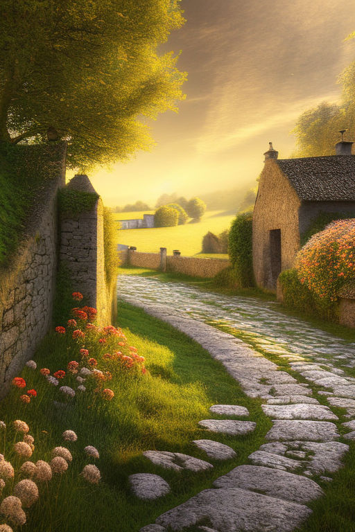 cobblestone path background