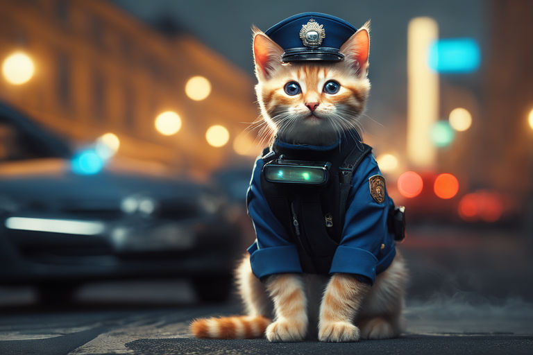 Cute kitten police cartoon illustration on a white background. Colorful  kittens wearing police suits set design. Cute kitten soldier and police  design. Colorful police kitten cartoon. AI Generated. 24579626 Stock Photo  at