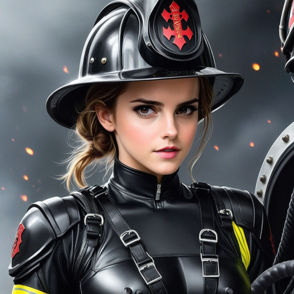 Emma Watson In Kinky Black Firefighting Gear By Pumpkin Playground