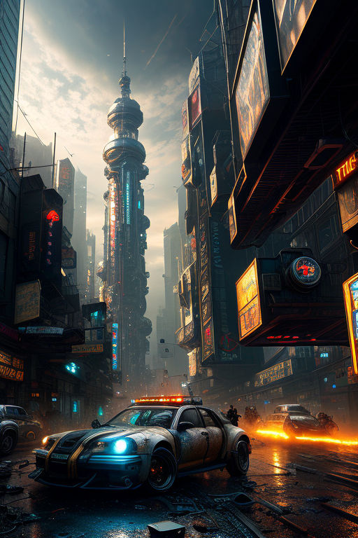 Cyberpunk city, oil painting (phone wallpaper) : r/StableDiffusion