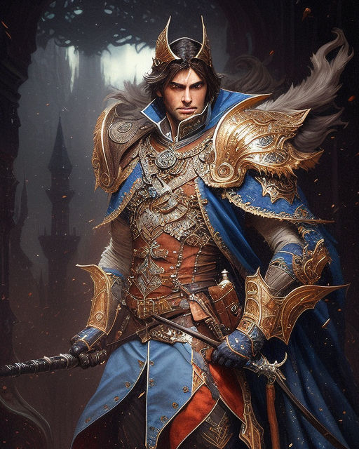 AI Image Generator: Anime man wearing armor, brown hair, holding silver  sword