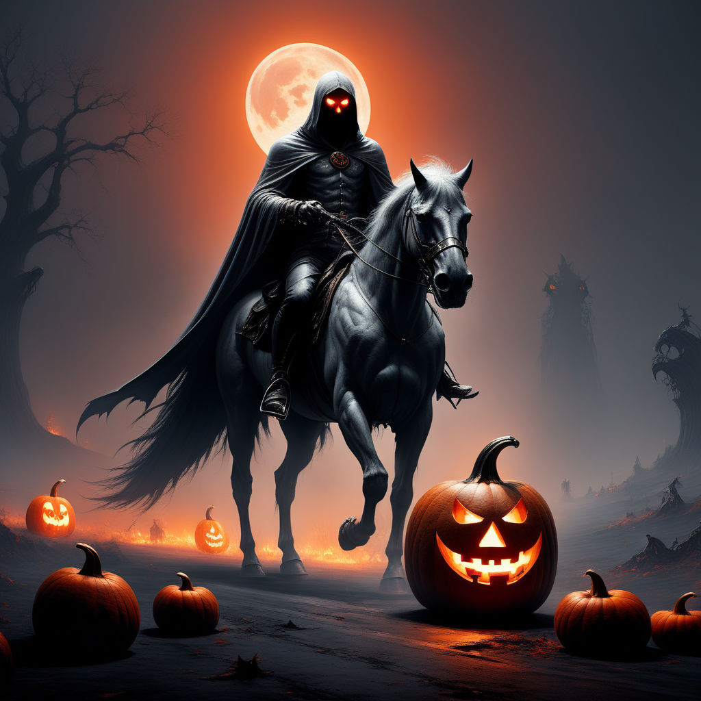 Halloween Pumpkin Curse Fire Headless Horseman