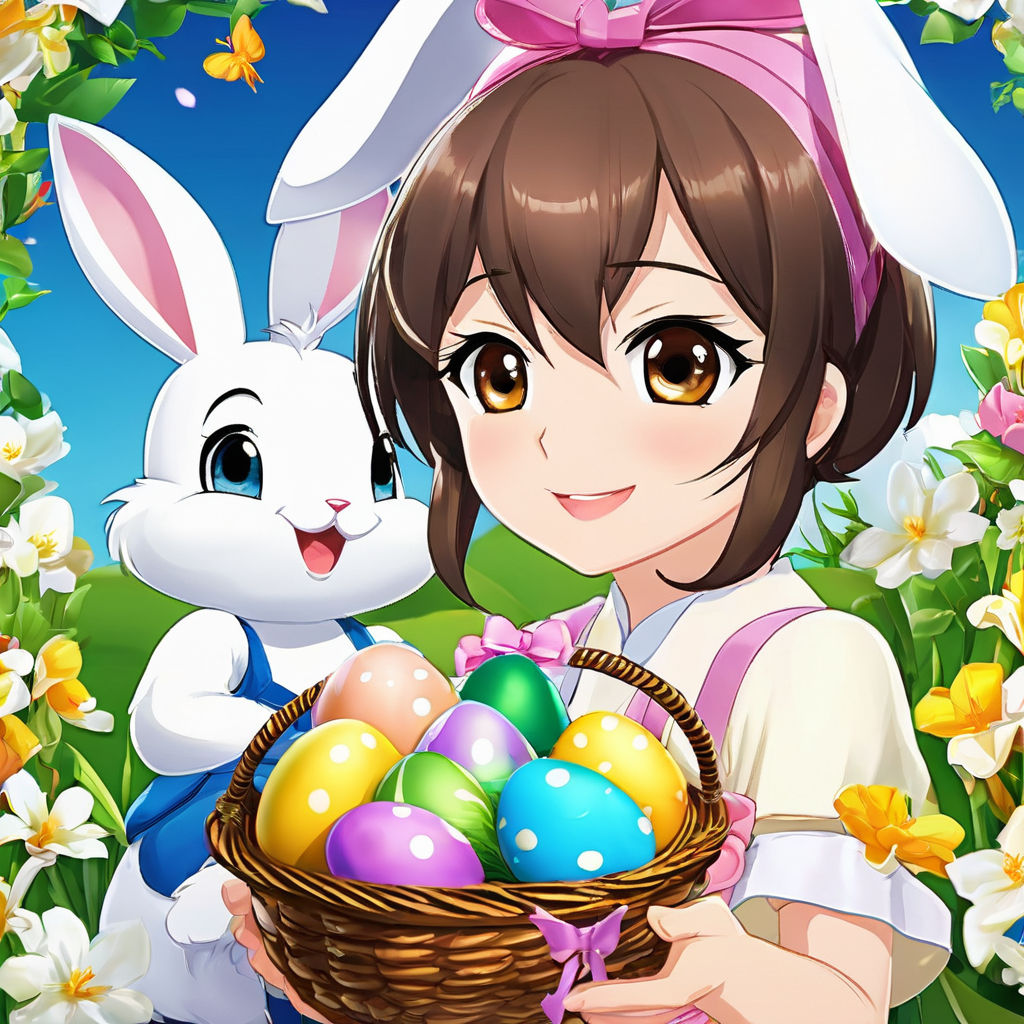 Cute Anime girl, bunny, easter, girl, santa, HD phone wallpaper | Peakpx