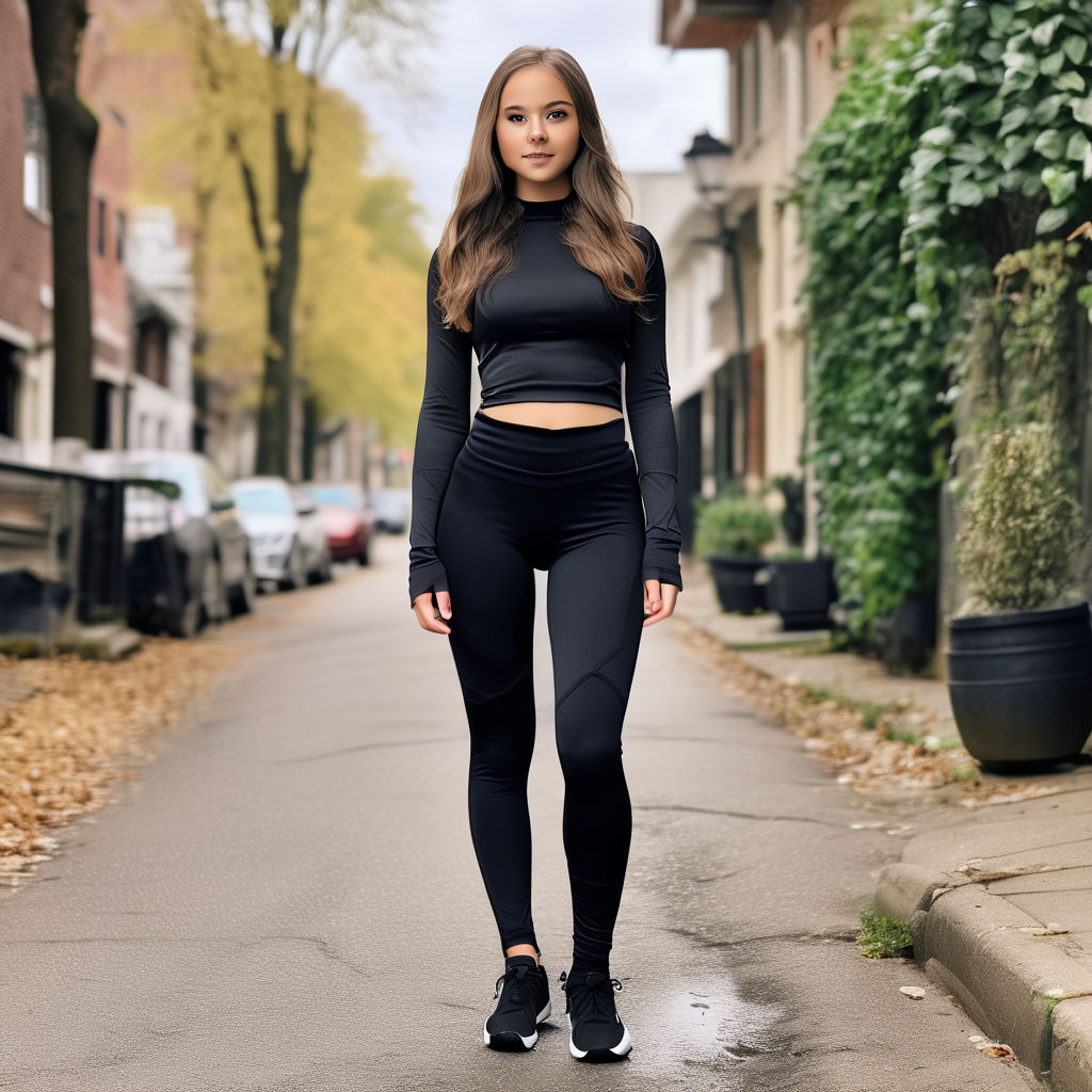 A girl in black leggings - Playground