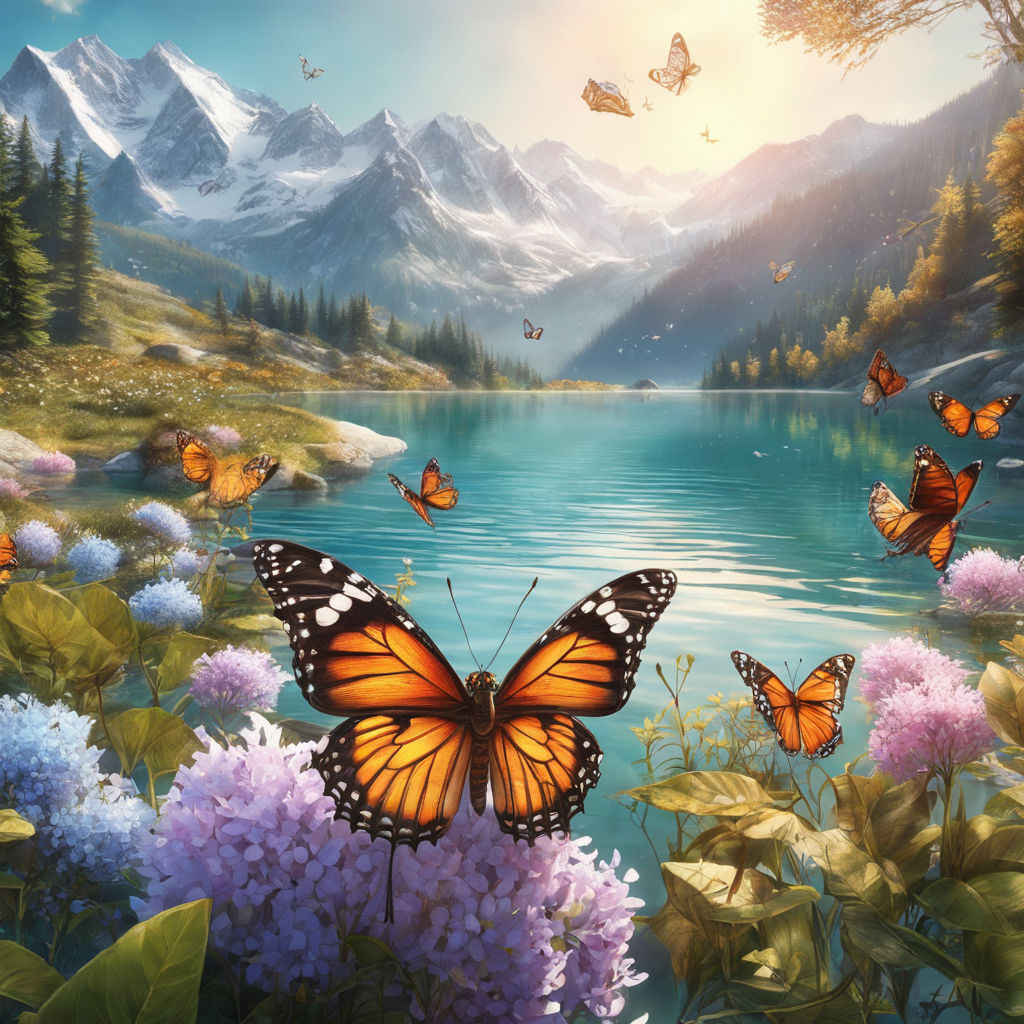 How to draw Easy Butterfly and Flower Scenery drawing and painting - YouTube