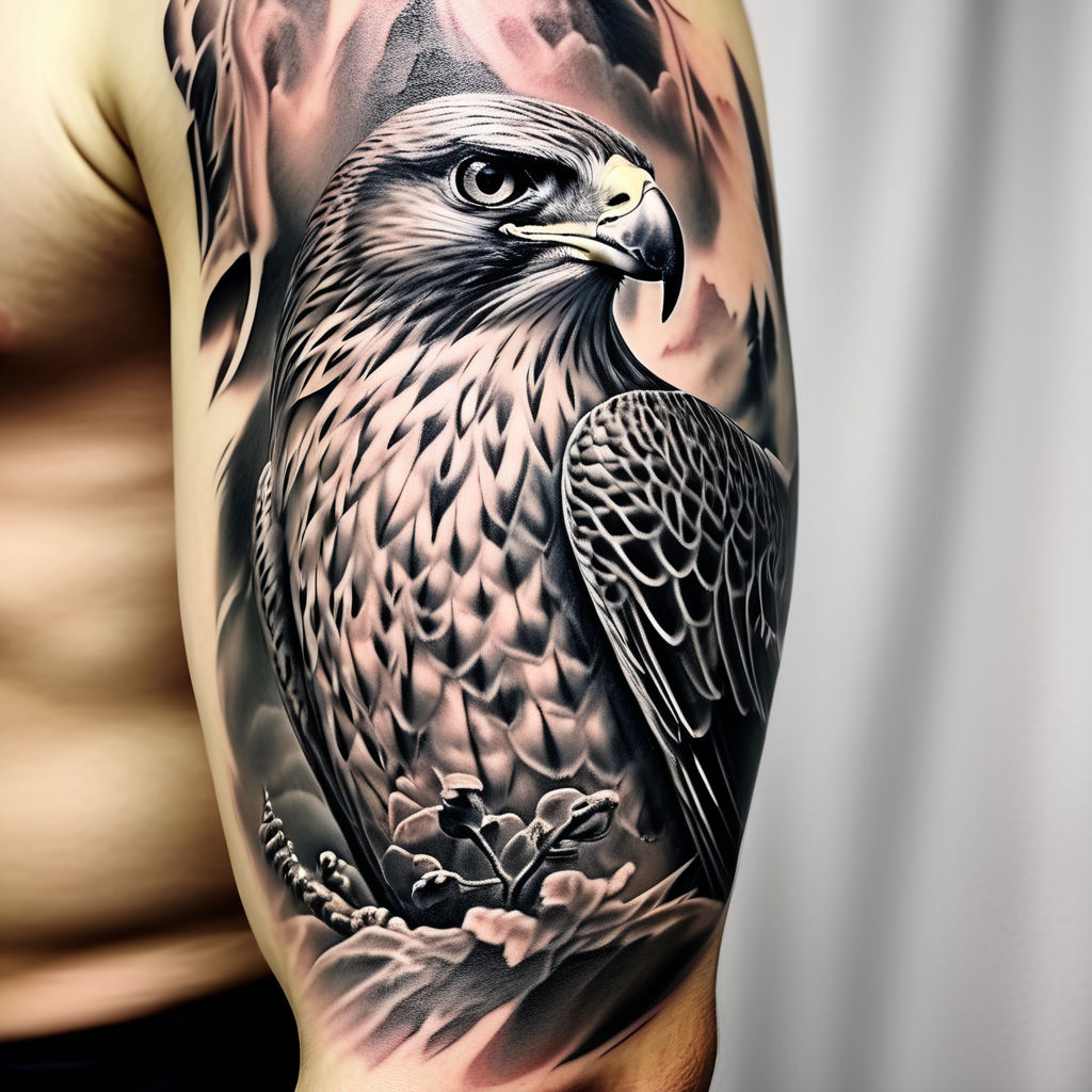 Semi-Realistic Merlin Falcon Tattoo by neonpaledead on DeviantArt