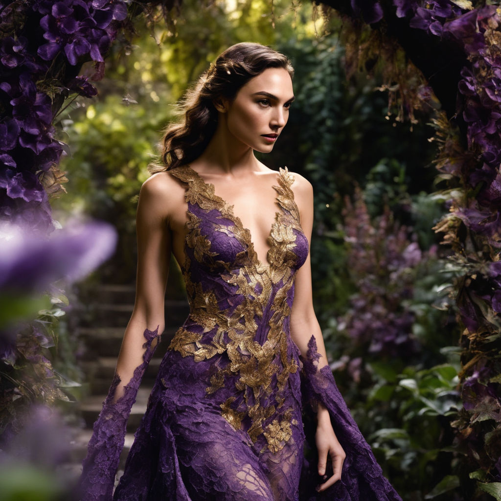 Prompt: Prompt
Gal Gadot, fairy queen, purple and gold lace dress, Mysterious, in magical garden







