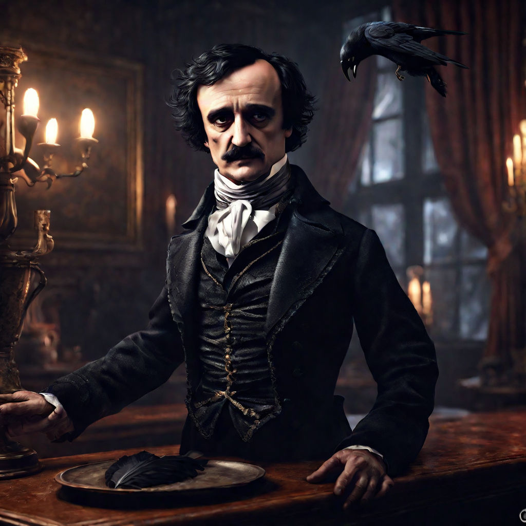 Premium AI Image  Edgar allan poe in Paris surrealistic style