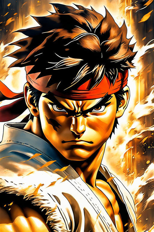 Ryu hoshi character of street fighter in the style of street