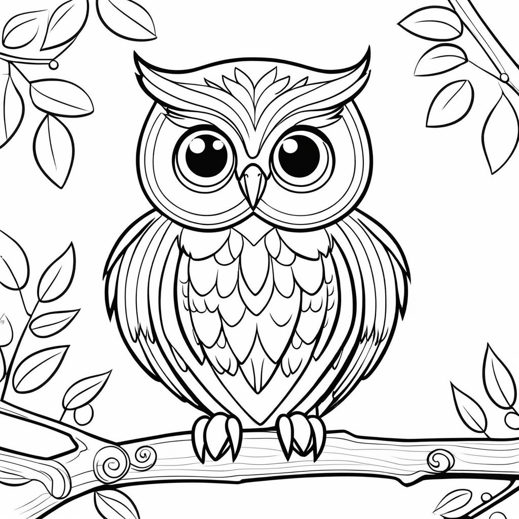 owl clip art black and white outline