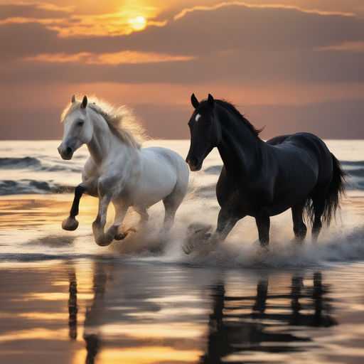 black and white horses fighting