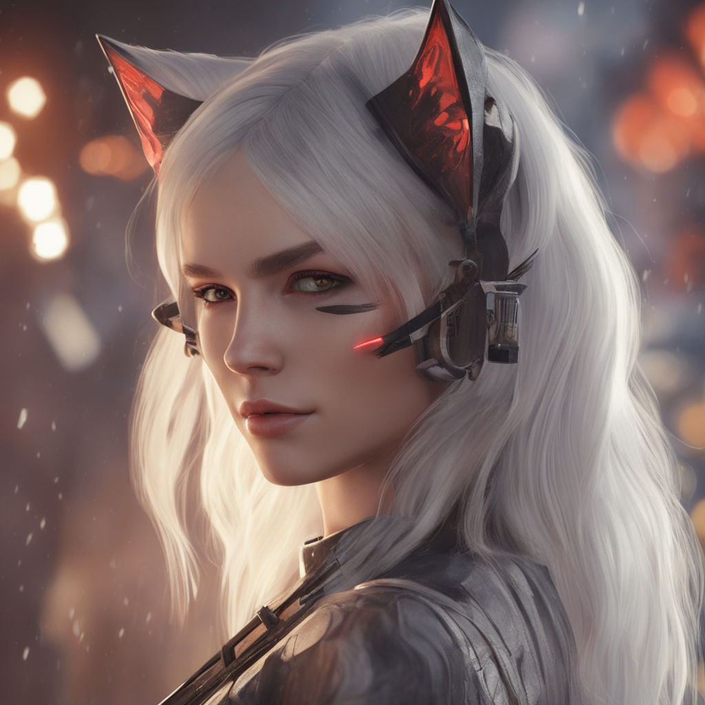 neko girl with white hair