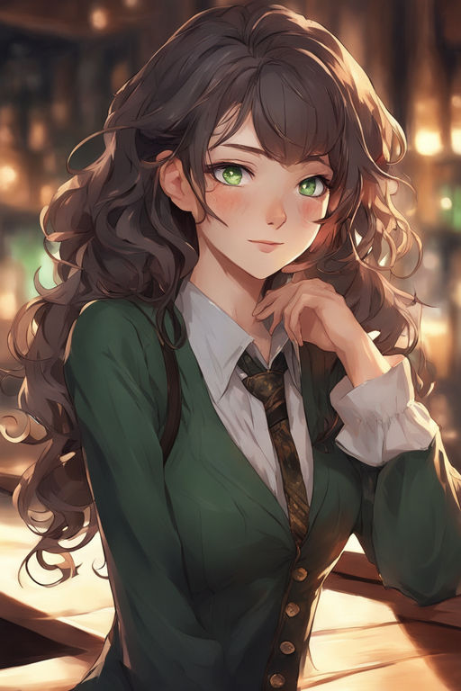 Light Brown Hair Green Eyes Anime Girl 7446