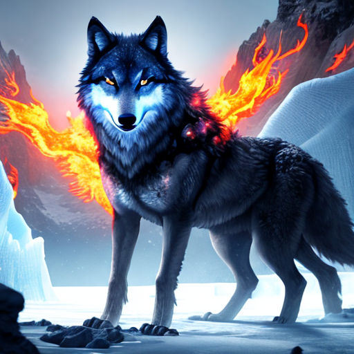 Fire and Ice Wolves anime fire wolf HD wallpaper  Pxfuel