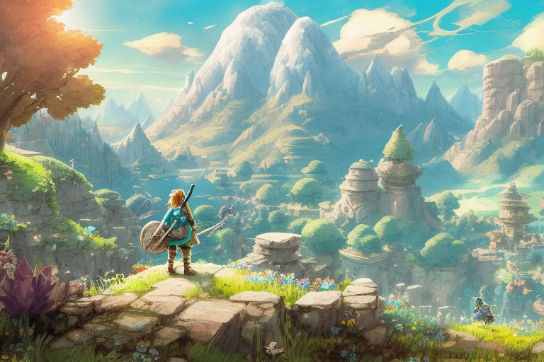 Poster Zelda Breath of the Wild - Hyrule Scene Landscape