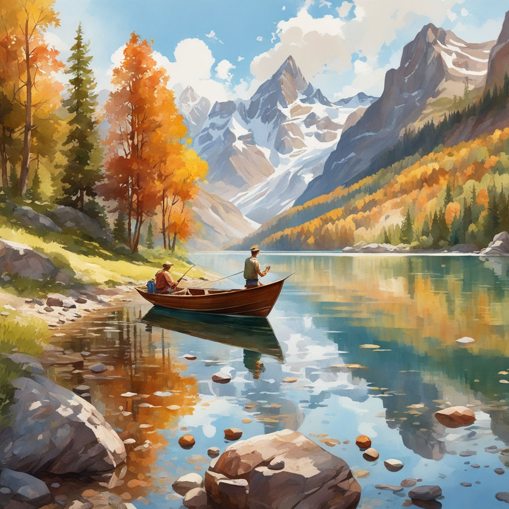 Summer Landscape with a Lake Shore, Fishing Boats in the