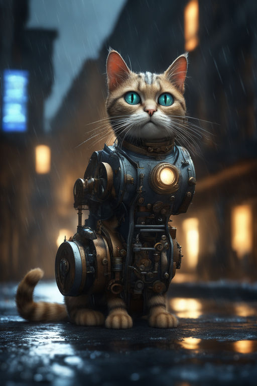 steampunk cat robot