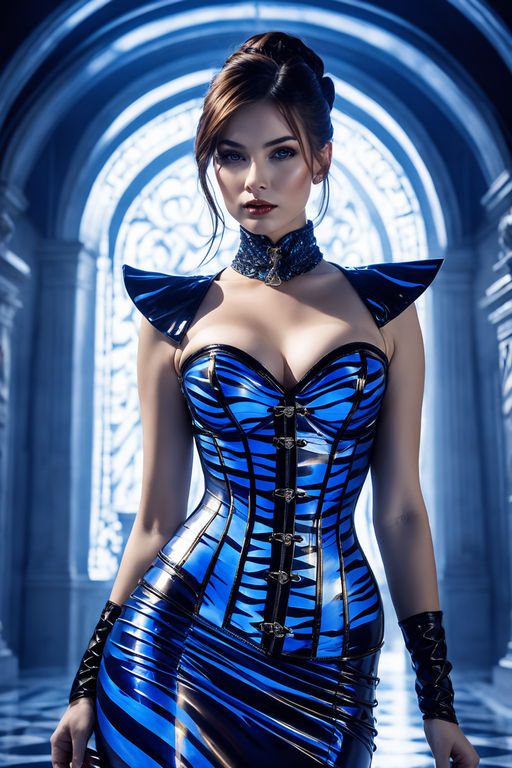 in a complex latex corset - Playground