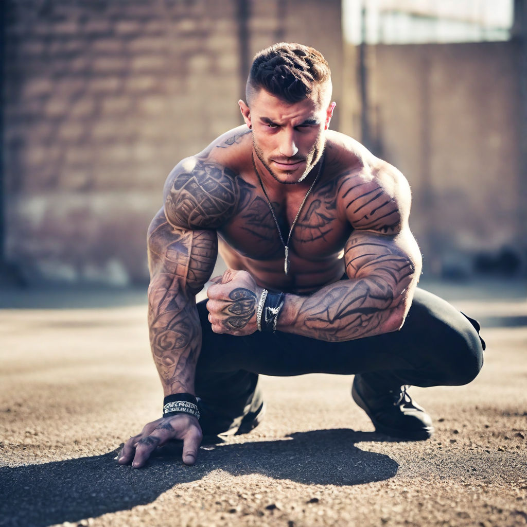 Healthy Young Tattoo Man Standing Strong In The Gym And Flexing Muscles  Stock Photo, Picture and Royalty Free Image. Image 92950862.