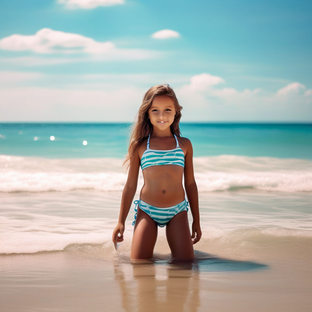 3 caucasian girls wearing colorful bikini - Playground