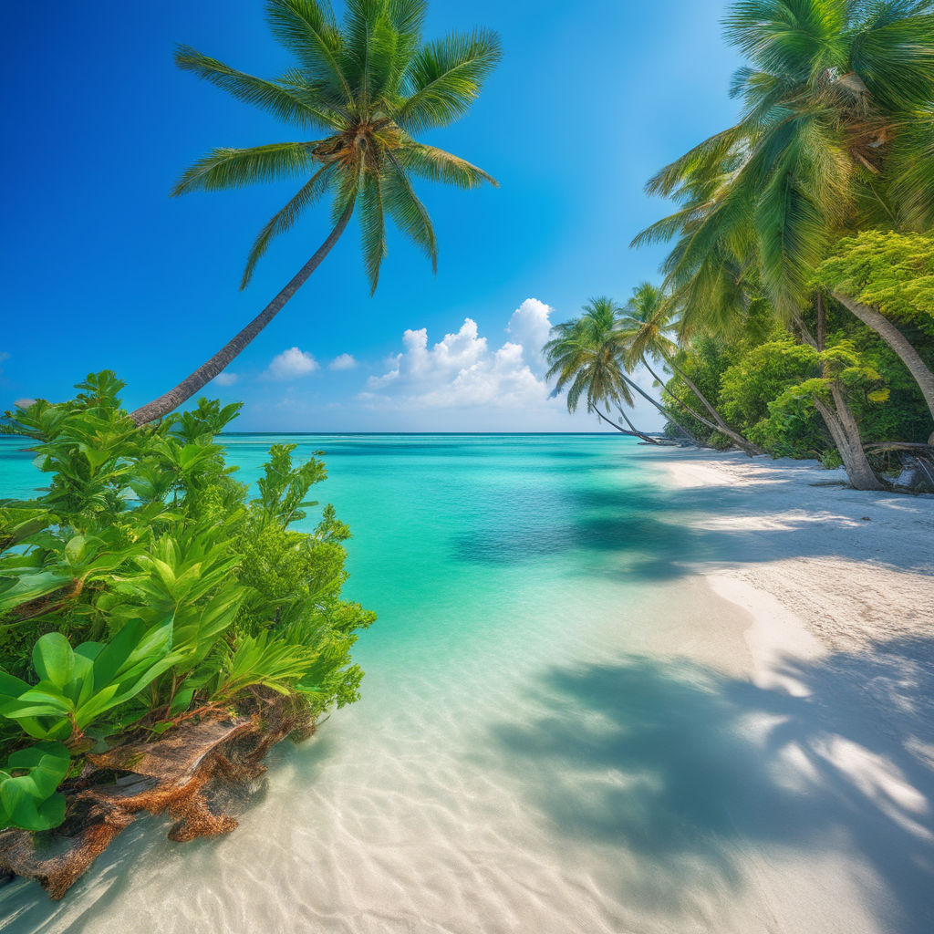 Crystal clear water of the tropical sea and white sand beach