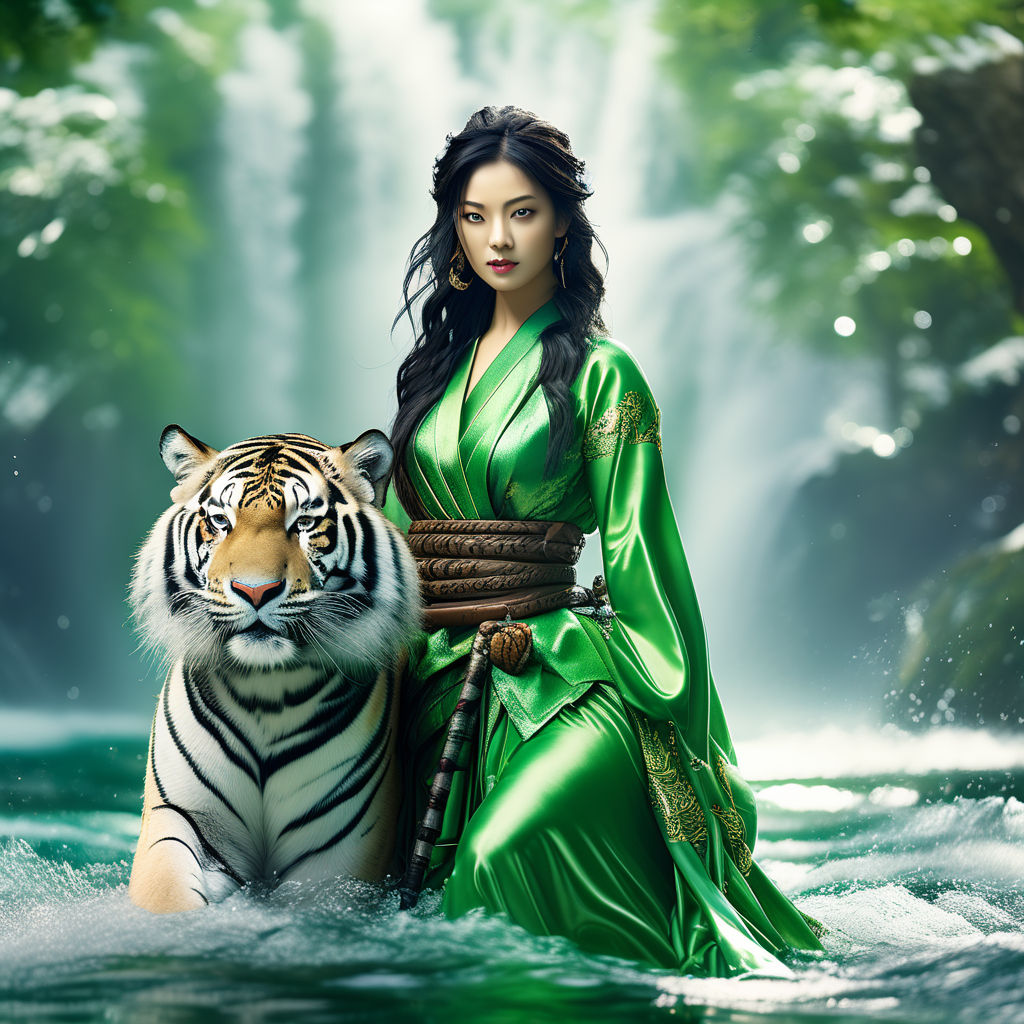 Emerald green and white siberian tiger